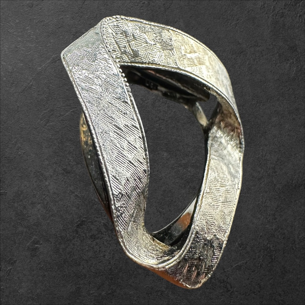 Lieba Scarf Clip Silver Textured Mobius Triangle Vintage USA Made - Picture 3 of 8